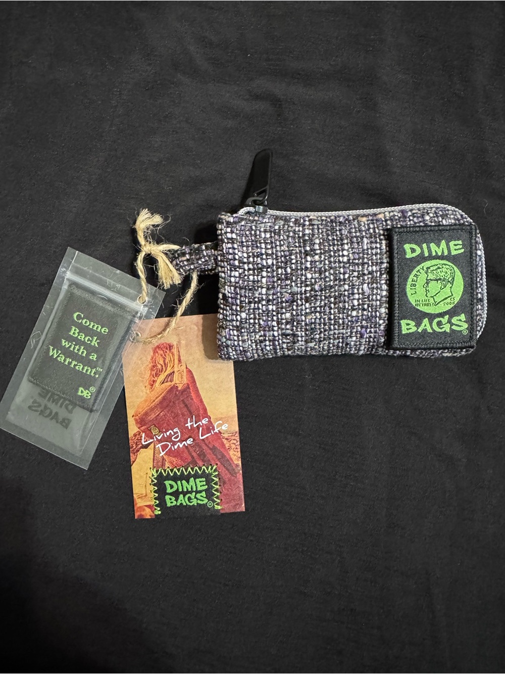 Dime Bags Small Woven Key Pouch in Black and Green